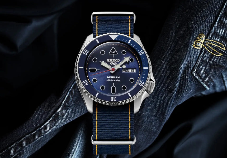 Seiko 5 Sports x Denham: Where Horological Excellence Meets Denim Artistry - SBSA281