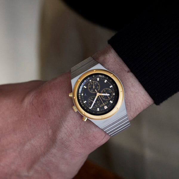 CITIZEN COLLECTION "1984 Chronograph" with Gold Bezel in Reissue Color - AT2544-64E