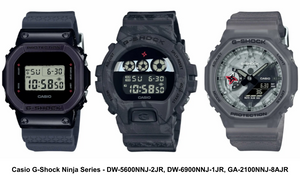 Unleash Your Inner Ninja with the Casio G-Shock Ninja Series! DW-5600NNJ-2JR, DW-6900NNJ-1JR, GA-2100NNJ-8AJR WatchOutz.com