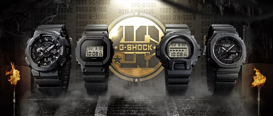 Celebrate 40 Years of Toughness with the G-SHOCK 40th Anniversary Model Remaster Black Series - DWE-5657RE-1, DW-6640RE-1, GA-2140RE-1A, and GA-114RE-1A