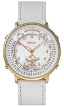 Seiko Instruments × Disney Mickey Mouse Conductor SMW002D white leather metronome watch front view