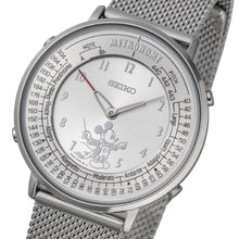 Dial close‑up of Seiko Metronome Watch × Disney Mickey Mouse Conductor Limited Edition SMW003D, featuring Mickey conducting baton and musical notes.