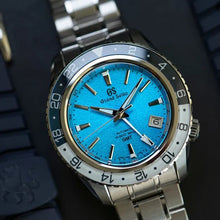 Grand Seiko SBGJ279 Yoshino River Harada Exclusive GMT watch, blue dial inspired by Yoshino River, indigo‑white bezel, limited edition 50 pieces. With additional strap.