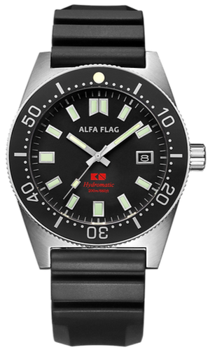 Alfa Flag Hydromatic Diver 200m Black Dial AFHM200-1 www.watchoutz.com