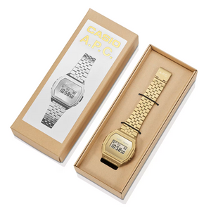 Casio Vintage A1000 Series A.P.C. Collaboration Model Gold A1000ACG-9, A1000ACG-9ER. Available at Watchoutz.com, Hong Kong's top online watch retailer with a physical shop. Enjoy fast, secure international shipping and shop for genuine Japanese watches with over 13 years of exceptional service and reputation. Visit Watch Outz International for your next horology treasure hunt.