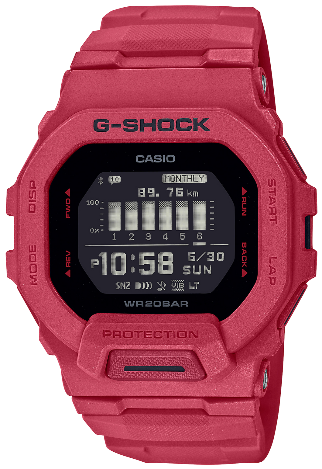 Casio G-Shock G-Squad Smartphone Link Square Face Matte-Red GBD-200RD-4 www.watchoutz.com