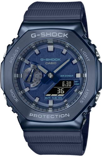 Casio G-Shock Metal Covered Bezel GM-2100 Series Hairline Blue GM-2100N-2A www.watchoutz.com