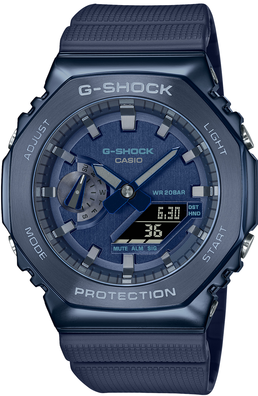 Casio G-Shock Metal Covered Bezel GM-2100 Series Hairline Blue GM-2100N-2A www.watchoutz.com