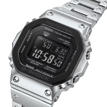 Casio G-Shock Full Metal GMW-B5000BT-1 Tough Solar Multi-Band 6 Bluetooth watch with silver case and black face, model GMW-B5000BT-1JF.