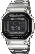 Casio G‑Shock GMW‑B5000BT‑1JF Full Metal Tough Solar Bluetooth watch, silver case with black face, front view