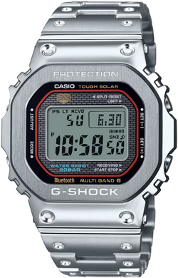 Casio G-Shock Full Metal Tough Solar Multi-Band 6 Bluetooth Silver Classic Red Line GMW-B5000D-1C, GMW-B5000D-1CJF, GMWB5000D-1C. Available at Watchoutz.com, Hong Kong's top online watch shop. Enjoy fast, secure international shipping and shop genuine Japanese watches with over 13 years of exceptional service. Visit Watchoutz International for your horology treasure hunt.
