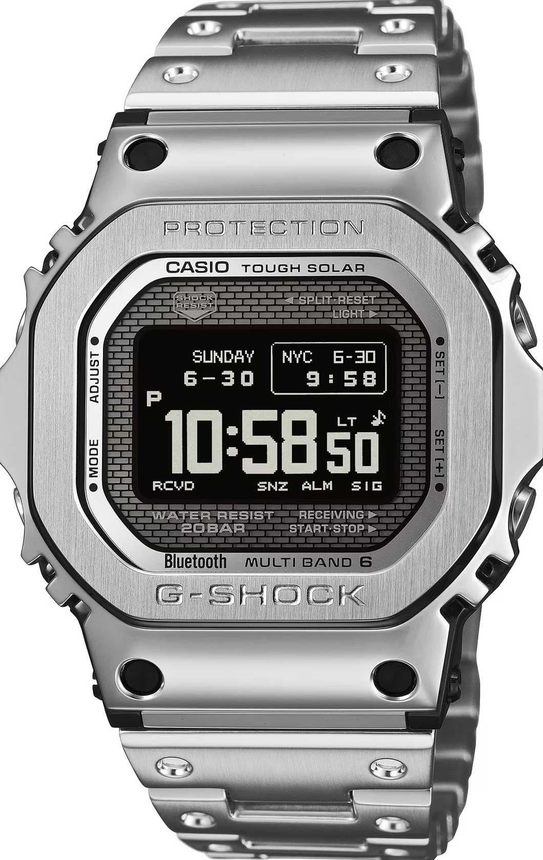 Casio G-Shock Metal Solar Multi-Band 6 MIP LCD Silver GMW-BZ5000D