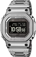 Front View Casio G‑Shock Full Metal GMW‑BZ5000D‑1 in silver metal finish, Tough Solar, Multi‑Band 6, Bluetooth, MIP LCD display — premium 5000 series digital watch for collectors