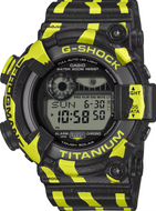Casio G‑Shock Frogman GW‑8200TPF‑1 2025 Special Edition titanium diver, bold yellow‑black stripes, available now at WatchOutz.com.