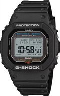 Casio G-Shock GW-BX5600-1JF square face digital watch featuring Multi-Band 6 radio control, Tough Solar power, MIP LCD display, and Bluetooth connectivity in a sleek black design. At Watchoutz.com.