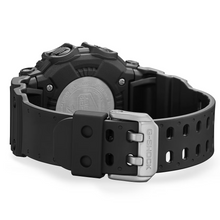 Casio G‑SHOCK GX‑56UBB‑1 back case with engraved Shock Resist logo, resin strap, silver buckle detail.