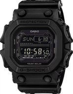 Casio G‑SHOCK GX‑56UBB‑1 Stealth Black front view, oversized square resin case, matte finish, digital display with Tough Solar.