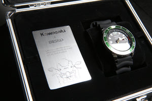 Seiko Prospex X Kawasaki Ninja ZX-10R Collaboration Automatic 200M Diver Limited Edition, SZEL009. Limited to 988 pieces. Combining Seiko’s precision with Kawasaki's design. Available at Watchoutz.com, Hong Kong's top online watch retailer with a physical shop. Enjoy fast, secure international shipping and shop for genuine Japanese watches with over 13 years of exceptional service and reputation. Visit Watch Outz International for your next horology treasure hunt.