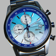 Seiko ANA 787 collaboration quartz chronograph packaging box, commemorative aviation design, WatchOutz secure global shipping