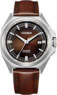 Citizen Series 8 NB6011‑11W Limited Edition mechanical automatic watch front view with brown dial. Watchoutz.com