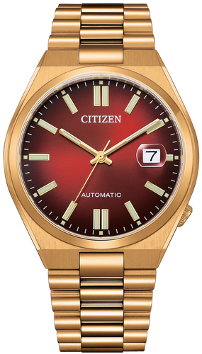 Citizen Mechanical Automatic Date Display Rose Gold Burgandy Dial NJ0153-82X www.watchoutz.com