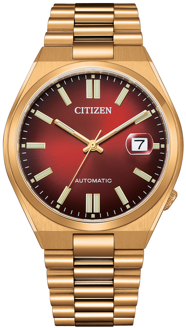 Citizen Mechanical Automatic Date Display Rose Gold Burgandy Dial NJ0153-82X www.watchoutz.com