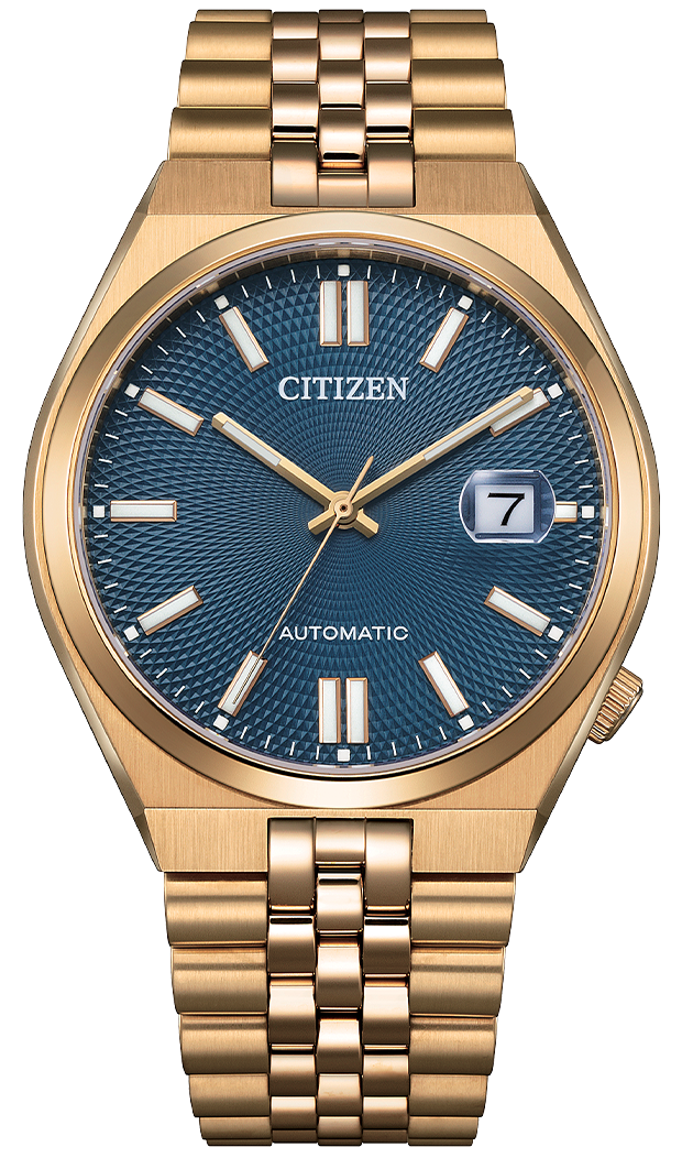 Citizen Tsuyosa 60 Mechanical Automatic Date Display Rose Gold - Blue Textured Dial NK0023-57L. Available at Watchoutz.com—Hong Kong’s trusted online watch retailer with physical showroom. Enjoy fast, secure international shipping and shop authentic Japanese watches backed by over 13 years of reputation and service. Elevate your wrist game at WatchOutz.com.