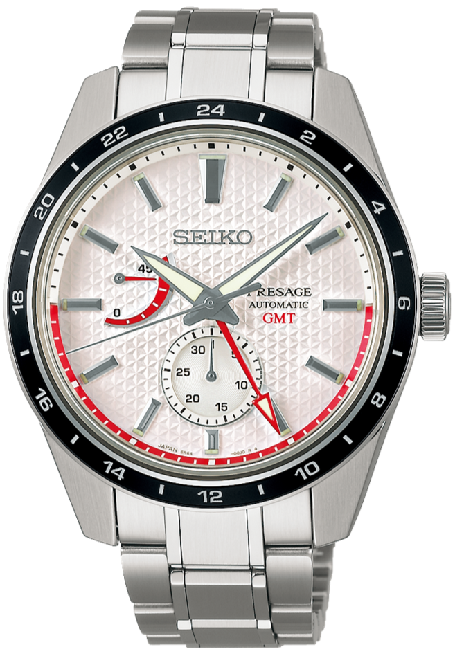 Seiko X JAL Presage Prestige Line Sharp Edge Series Automatic GMT Japan Airlines International Flight 70th Anniversary Collaboration Limited Edition Model SARF025 www.watchoutz.com
