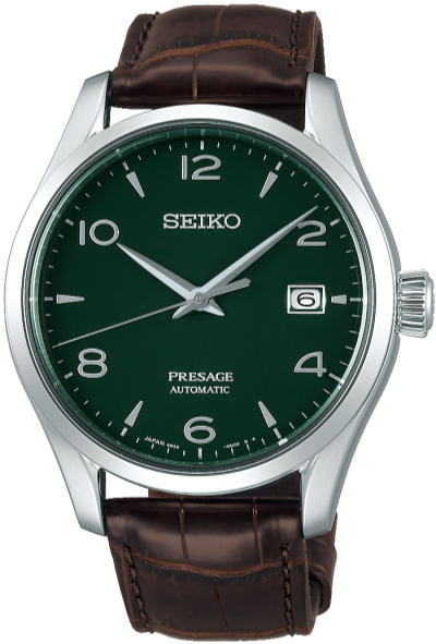 Seiko Presage Prestige Line Mechanical Automatic Green Enamel Dial Limited Edition SARX063 SPB111 SPB111J1. Available at Watchoutz.com, Hong Kong's top online watch retailer with a physical shop. Enjoy fast, secure international shipping and shop for genuine Japanese watches with over 13 years of exceptional service and reputation. Visit Watch Outz International for your next horology treasure hunt.