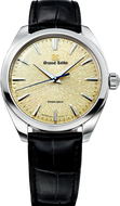 Grand Seiko Elegance Collection Spring Drive Thailand Exclusive Limited Edition Hikari Golden Light Iwate Dial SBGY025 front view. Available at Watchoutz.com.