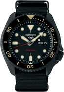 Seiko 5 Sports SBSA101 Japan Domestic Special Model black dial front view. Shop Watchoutz.com.