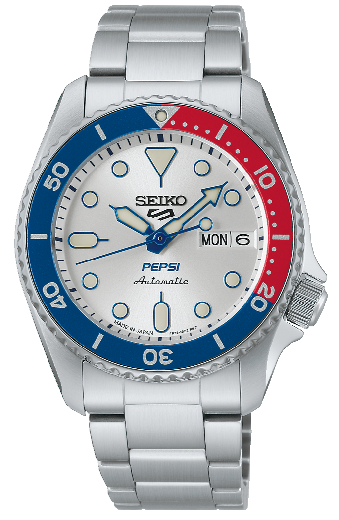 Seiko 5 Sports SKX Series X Pepsi Collaboration 38mm Mechanical Automatic 2025 Limited Edition SRPL99 SBSA319. Available at Watchoutz.com, Hong Kong's top online watch retailer with a physical shop. Enjoy fast, secure international shipping and shop for genuine Japanese watches with over 13 years of exceptional service and reputation. Visit Watch Outz International for your next horology treasure hunt.