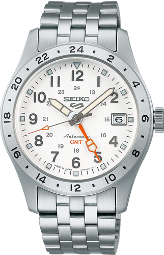 Seiko 5 Sports Automatic GMT Field Sports Style JDM Exclusive White Dial SBSC009 www.watchoutz.com