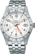 Seiko 5 Sports GMT SBSC009 JDM automatic watch with crisp white dial and red GMT hand — trending fashion icon and collector’s choice, available at WatchOutz.com.