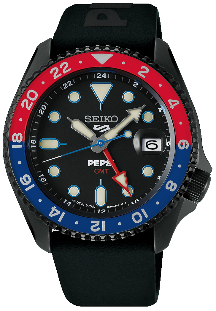 Seiko X Pepsi Collaboration 5 Sports SKX Series 42.5mm Mechanical Automatic GMT 2025 Limited Edition SSK047 SBSC023. Available at Watchoutz.com, Hong Kong's top online watch retailer with a physical shop. Enjoy fast, secure international shipping and shop for genuine Japanese watches with over 13 years of exceptional service and reputation. Visit Watch Outz International for your next horology treasure hunt.