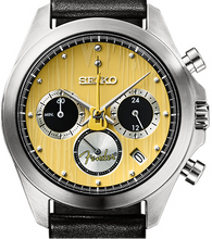 Front View Dial Close up of Seiko X Fender Telecaster 75th Anniversary Collaboration Limited Edition Quartz Chronograph. at Wantchoutz.com 