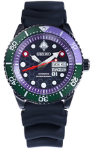 Seiko Prospex × RADIO EVA “THE 30” Collaboration Mechanical Automatic Diver’s 200M Limited Edition EVA‑01 Model. Bold stainless steel case with purple and green accents inspired by Evangelion Unit‑01, featuring textured dial, luminous markers, and unidirectional bezel. Powered by Seiko Caliber 4R36 automatic movement with day‑date display, sapphire crystal, and 200M water resistance. A rare collector’s collaboration piece blending Japanese watchmaking with iconic anime design, showcased by WatchOutz.com wit