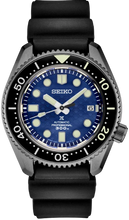 Seiko Prospex SLA053 Seigaiha USA Exclusive 300M Diver, front view with blue wave dial and stainless steel case