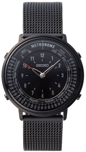SEIKO メトロノームウオッチ メタルメッシュ ブラック Seiko Metronome Watch Standard Line Black Dial / Black Mesh