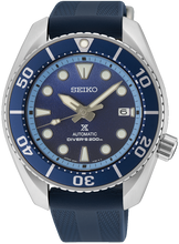 Front view of Seiko Prospex Sumo SPB543 Wonders of Nature 2025 Asia‑Pacific Limited Edition mechanical automatic diver watch, stainless steel case, textured dial, and navy blue strap