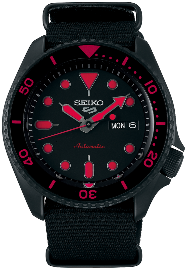 Seiko 5 Sports SKX Street Style Mechanical Automatic Black Red