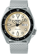 Seiko 5 Sports SKX Series Mechanical Automatic Mesh Champagne SRPE75 SRPE75K1. Available at Watchoutz.com, your best online watch retailer based in Hong Kong, buy brand new genuine Japanese watches with confidence, fast international shipping, Satisfied customers proven. Visit Watchoutzinternational for your next horology hunt.