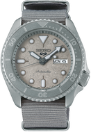 Front view of Seiko 5 Sports SKX Series Mechanical Automatic Grey Texture Dial with Nylon Band "Cement" SRPG61