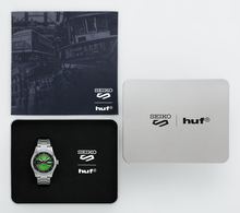 Seiko X HUF 5 Sports Field Series SRPM09 2026 limited edition packaging box, collaboration mechanical automatic watch presentation