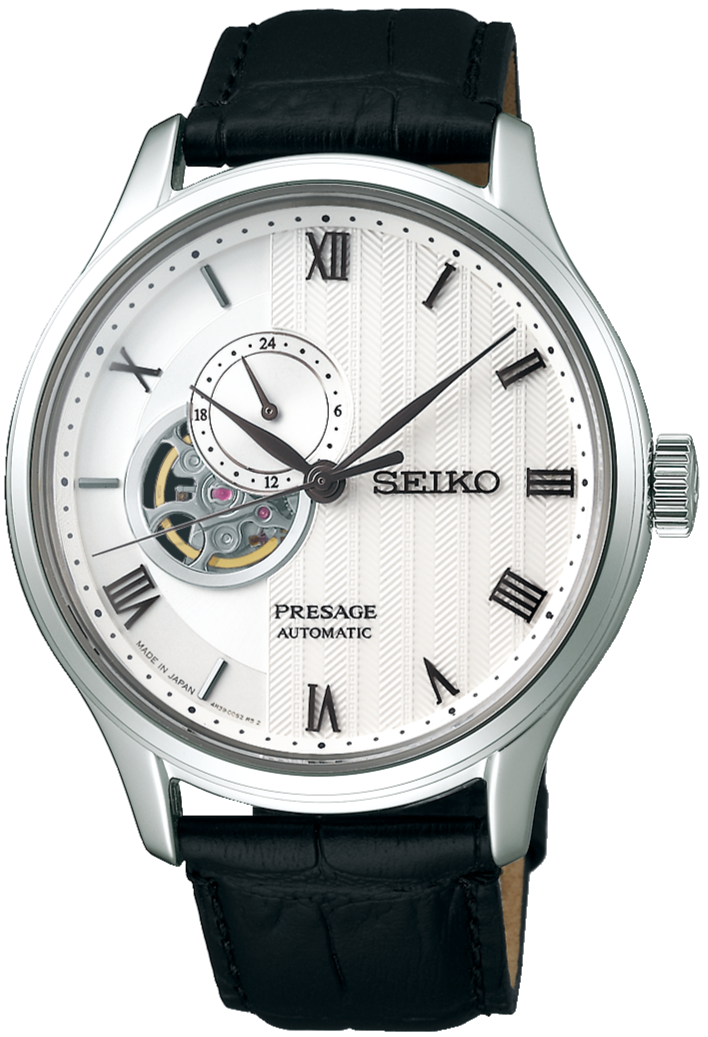 Seiko Presage Basic Line Zen Garden Automatic Manual Winding White Dial SSA379 SSA379J1. Available at Watchoutz.com, Hong Kong's top online watch shop. Enjoy fast, secure international shipping and shop genuine Japanese watches with over 13 years of exceptional service. Visit Watchoutz International for your horology treasure hunt.