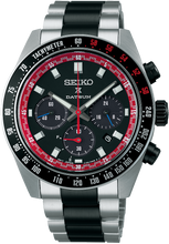 Seiko Prospex Speedtimer X Datsun 240Z SBDL121 (SSC957) black dial with red 60‑minute chapter ring and rally‑style markings.