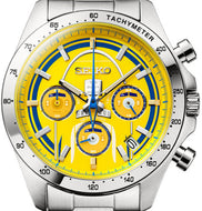 Front View Seiko X Class 923 "Doctor Yellow" T4 2025 Retirement Memorial Collaboration Limited Edition Quartz Chronograph. Available at Watchoutz.com.