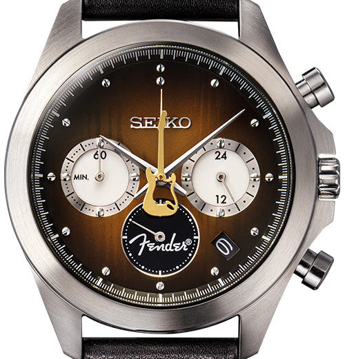 Seiko X Fender Stratocaster 70th Anniversary Collaboration Limited Edition Quartz Chronograph. Available at Watchoutz.com, Hong Kong's top online watch retailer with a physical shop. Enjoy fast, secure international shipping and shop for genuine Japanese watches with over 13 years of exceptional service and reputation. Visit Watch Outz International for your next horology treasure hunt.