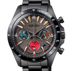 Seiko x Monster Hunter 2024 Collaboration Alatreon Limited Edition Quartz Watch, featuring solid black design with inverted scales, embossed dial, gold and silver index motifs, elemental activation subdial, and engraved Alatreon icon, Limited 2,000 pieces, Japan domestic market model, special packaging with monster artwork 魔物獵人. Available at Watchoutz.com, best online watch shop based in Hong Kong, buy brand new rare Japanese genuine watches, speedy international shipping, best deals, Watchoutzinternational