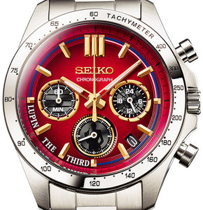 Seiko X LUPIN THE THIRD Collaboration Limited Edition Quartz Chronograph face www.watchoutz.com